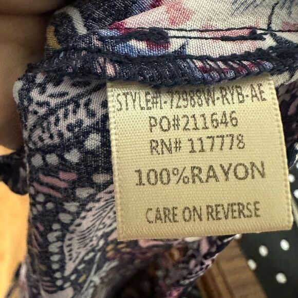 Lovestitch  Dress M Boho Floral Maxi V-Neck Tassel Back Smocked Waist Rayon - Picture 10 of 13